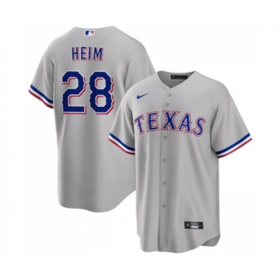 Men's Texas Rangers #28 Jonah Heim Gray Cool Base Stitched Baseball Jersey - Ujersey