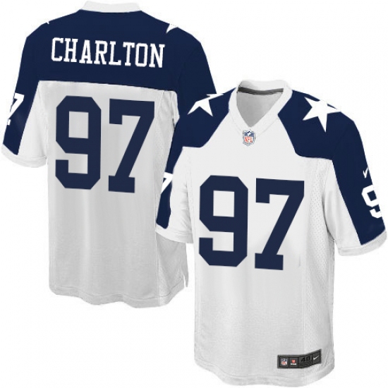 Men's Nike Dallas Cowboys #97 Taco Charlton Game White Throwback Alternate NFL Jersey - Ujersey