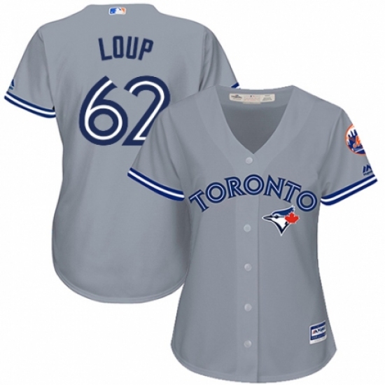 Women's Majestic Toronto Blue Jays #62 Aaron Loup Authentic Grey Road MLB Jersey - Ujersey