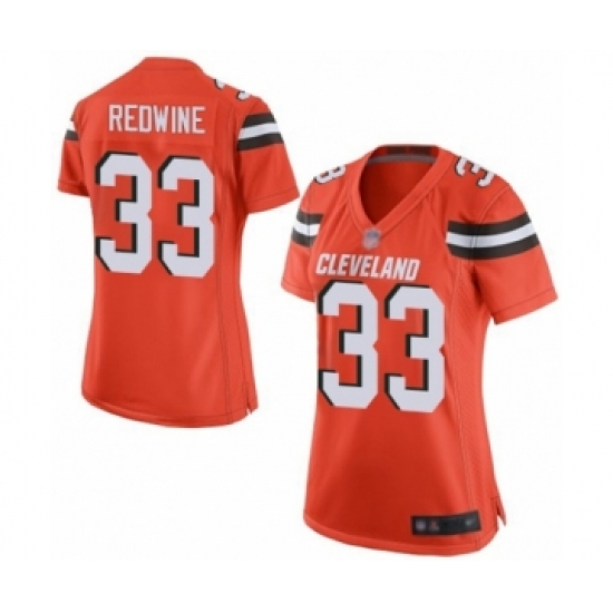 Women's Cleveland Browns #33 Sheldrick Redwine Game Orange Alternate Football Jersey - Ujersey
