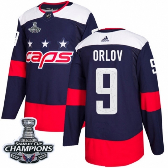 Youth Adidas Washington Capitals #9 Dmitry Orlov Authentic Navy Blue 2018 Stadium Series 2018 Stanley Cup Final Champions NHL Jersey