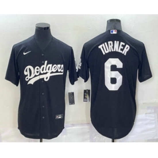 Men's Los Angeles Dodgers #6 Trea Turner Black Turn Back The Clock Stitched Cool Base Jersey - Ujersey
