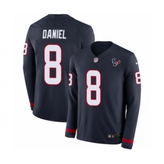 Men's Nike Houston Texans #8 Trevor Daniel Limited Navy Blue Therma Long Sleeve NFL Jersey - Ujersey