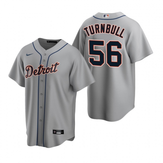 Men's Nike Detroit Tigers #56 Spencer Turnbull Gray Road Stitched Baseball Jersey - Ujersey