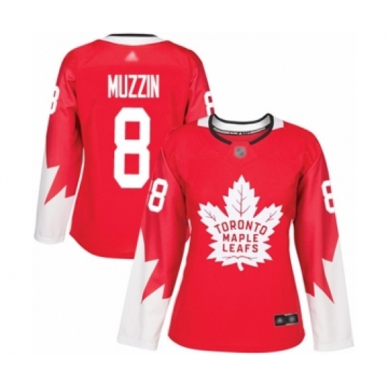 Women's Toronto Maple Leafs #8 Jake Muzzin Authentic Red Alternate Hockey Jersey - Ujersey
