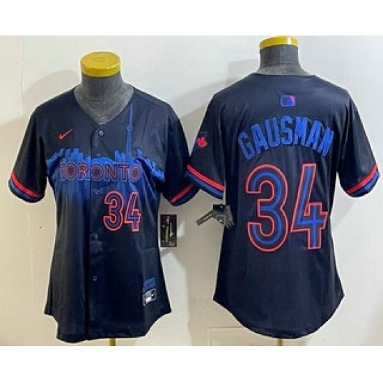 Women's Toronto Blue Jays #34 Kevin Gausman Black City Limited Jersey - Ujersey