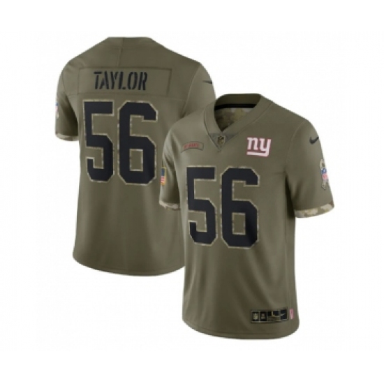Men's New York Giants #56 Lawrence Taylor 2022 Olive Salute To Service Limited Stitched Jersey - Ujersey