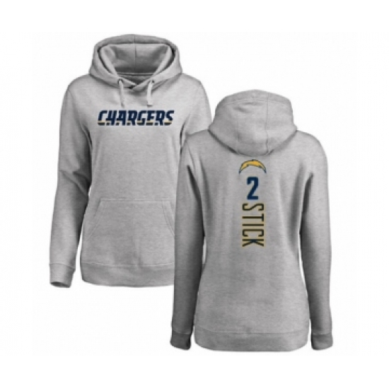 Football Women's Los Angeles Chargers #2 Easton Stick Ash Backer Pullover Hoodie - Ujersey