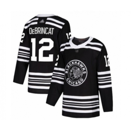 Men's Chicago Blackhawks #12 Alex DeBrincat Authentic Black Alternate Hockey Jersey - Ujersey