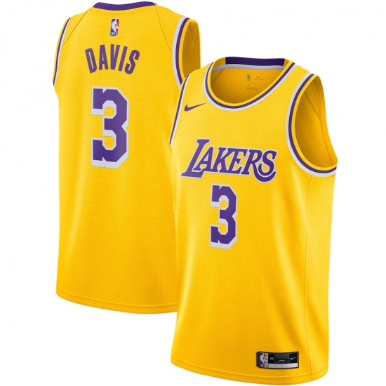 Men's Los Angeles Lakers #3 Anthony Davis Nike Gold 2020-21 Swingman Jersey - Ujersey
