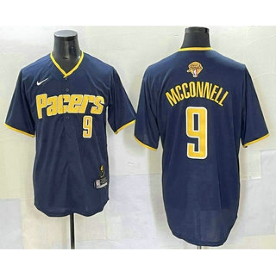 Men's Indiana Pacers #9 TJ McConnell Navy 2025 Finals Vapor Stitched Baseball Jersey - Ujersey