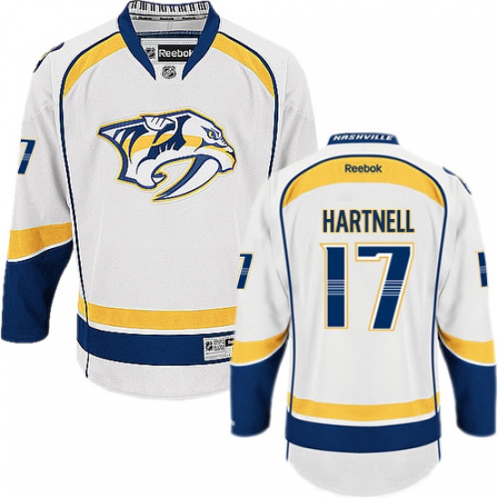 Men's Reebok Nashville Predators #17 Scott Hartnell Authentic White Away NHL Jersey - Ujersey