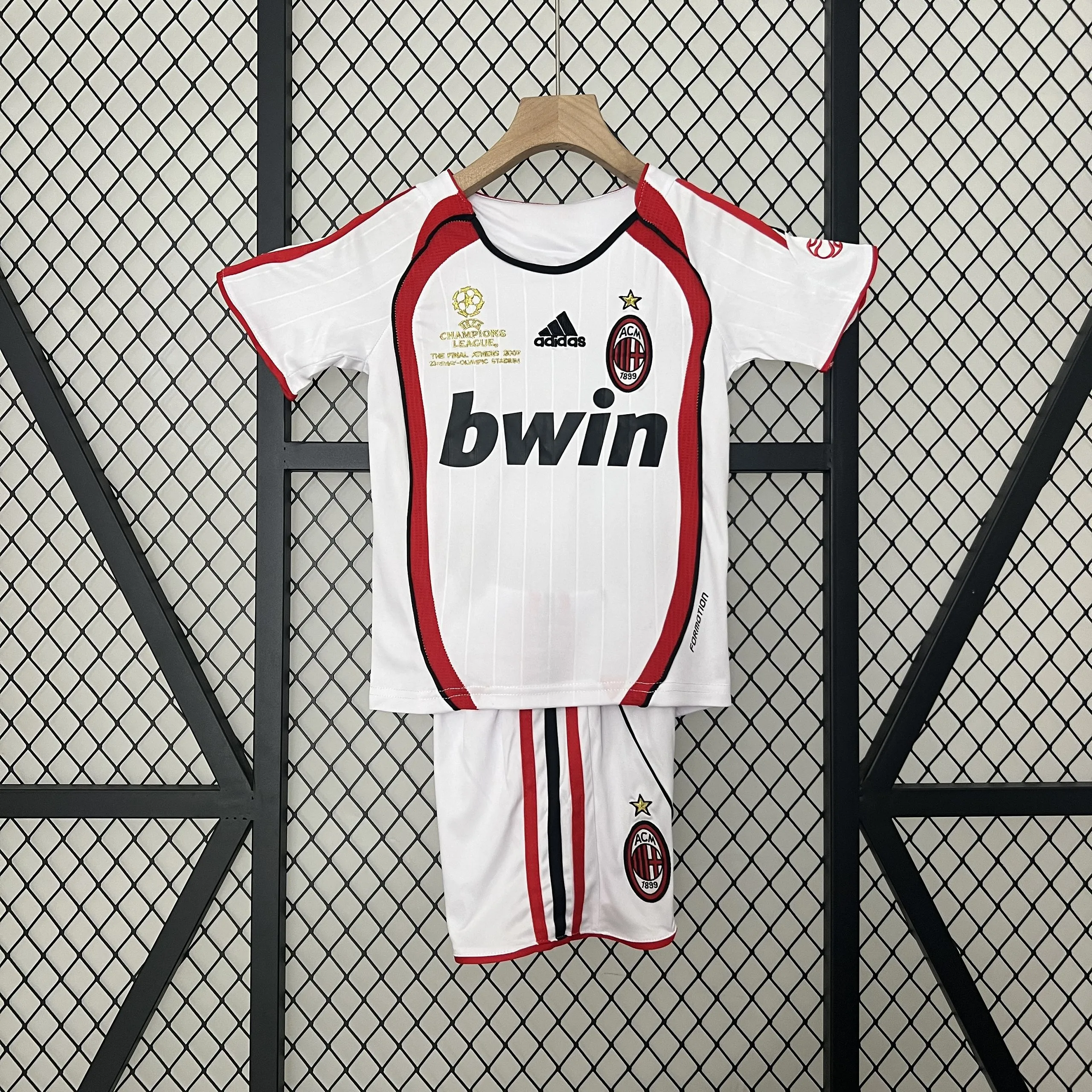 AC Milan Retro Soccer Jersey Away Kids Kit Jersey+Shorts 2006/07 - UCL Final - U-jersey