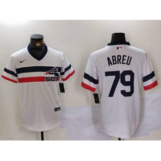 Men's Chicago White Sox #79 Jose Abreu White NEW Throwback Cool Base Nike Jersey - Ujersey