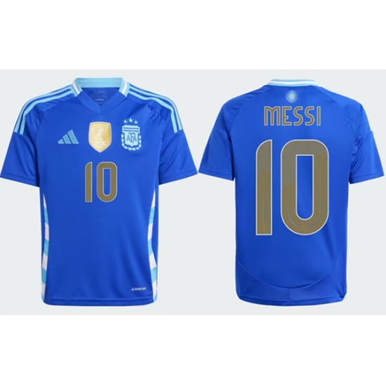 Men's Argentina #10 Lionel Messi Blue Away Soccer Jersey
