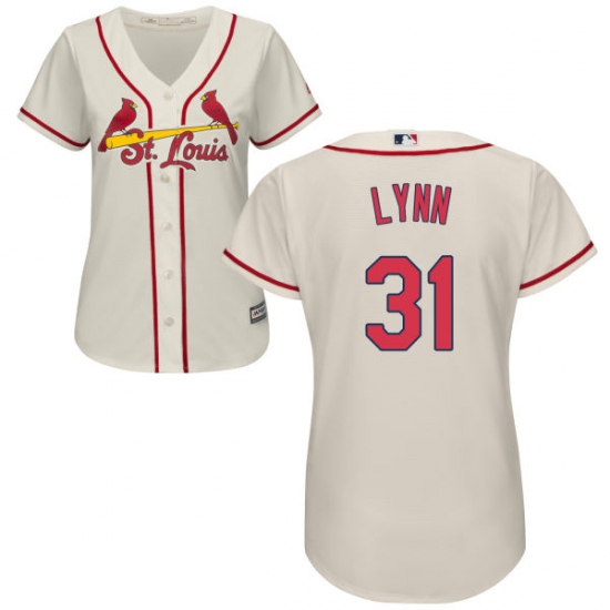 Women's Majestic St. Louis Cardinals #31 Lance Lynn Authentic Cream Alternate Cool Base MLB Jersey - Ujersey