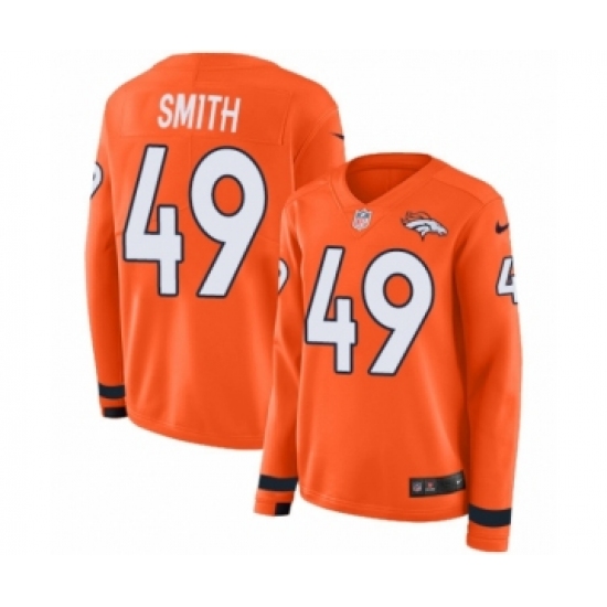 Women's Nike Denver Broncos #49 Dennis Smith Limited Orange Therma Long Sleeve NFL Jersey - Ujersey