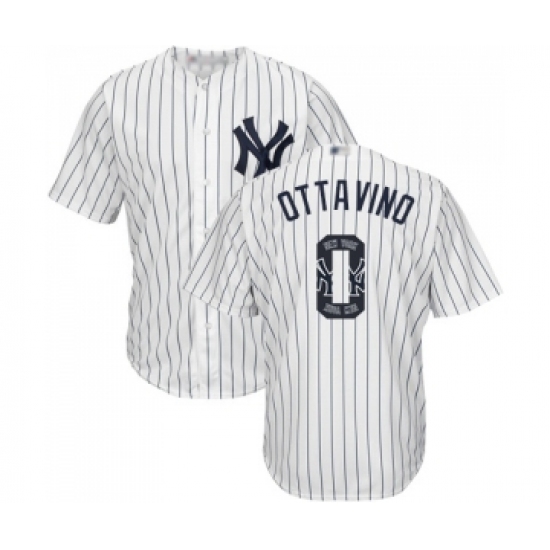 Men's New York Yankees #0 Adam Ottavino Authentic White Team Logo Fashion Baseball Jersey - Ujersey
