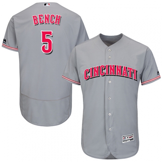 Men's Majestic Cincinnati Reds #5 Johnny Bench Grey Flexbase Authentic Collection MLB Jersey - Ujersey