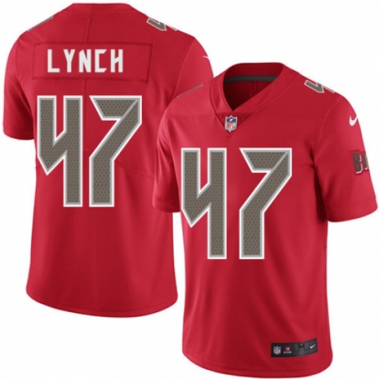 Men's Nike Tampa Bay Buccaneers #47 John Lynch Limited Red Rush Vapor Untouchable NFL Jersey - Ujersey