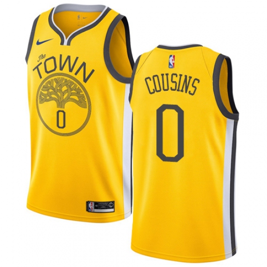 Men's Nike Golden State Warriors #0 DeMarcus Cousins Gold NBA Swingman Earned Edition Jersey - Ujersey