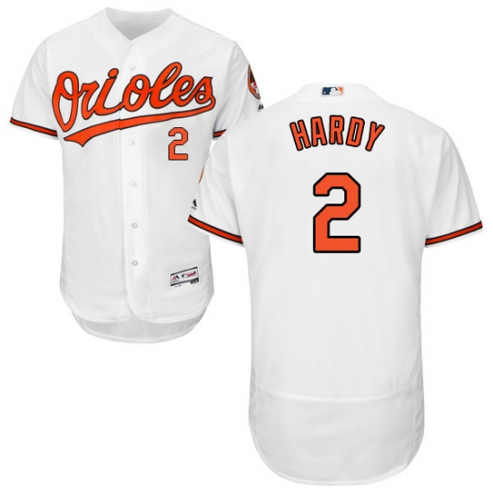Men's Majestic Baltimore Orioles #2 J.J. Hardy White Home Flex Base Authentic Collection MLB Jersey - Ujersey