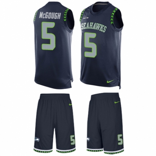 Men's Nike Seattle Seahawks #5 Alex McGough Limited Steel Blue Tank Top Suit NFL Jersey - Ujersey
