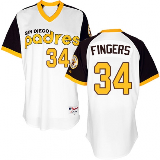 Men's Majestic San Diego Padres #34 Rollie Fingers Authentic White 1978 Turn Back The Clock MLB Jersey - Ujersey