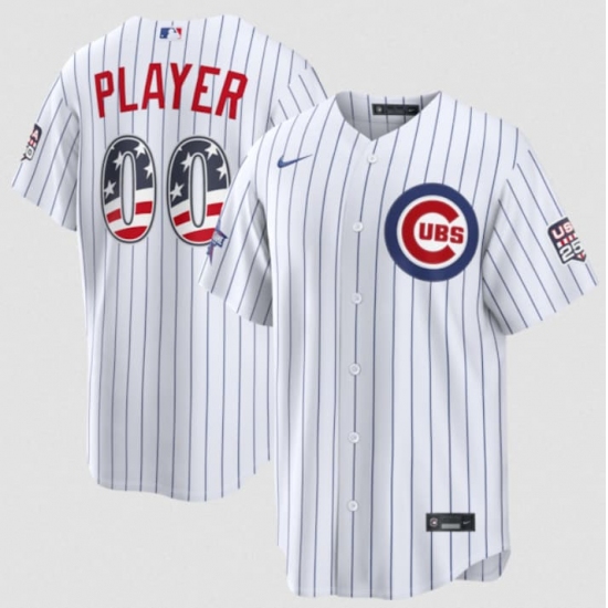Men's Chicago Cubs Active Player Custom White 2026 All-Star Edition Stars & Stripes & USA 250 Fourth of July Home Stadium Stitched Baseball Jersey - Ujersey
