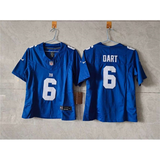 Women's New York Giants #6 Jaxson Dart Blue F.U.S.E. Vapor Limited Stitched Jersey(Run Small) - Ujersey