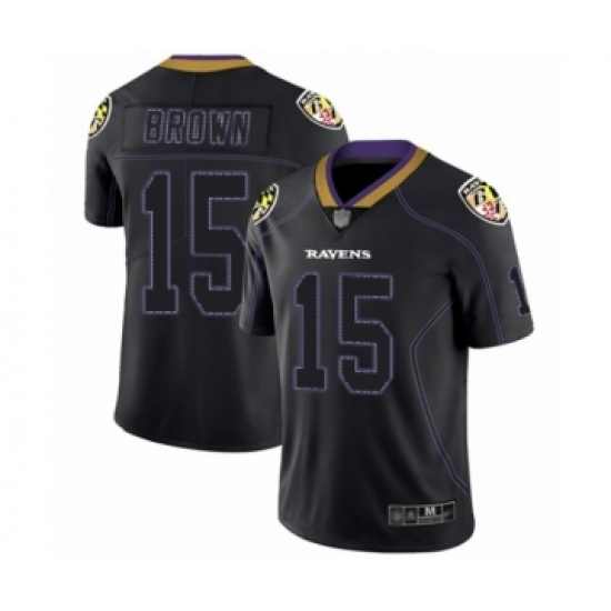 Men's Baltimore Ravens #15 Marquise Brown Limited Lights Out Black Rush Football Jersey - Ujersey