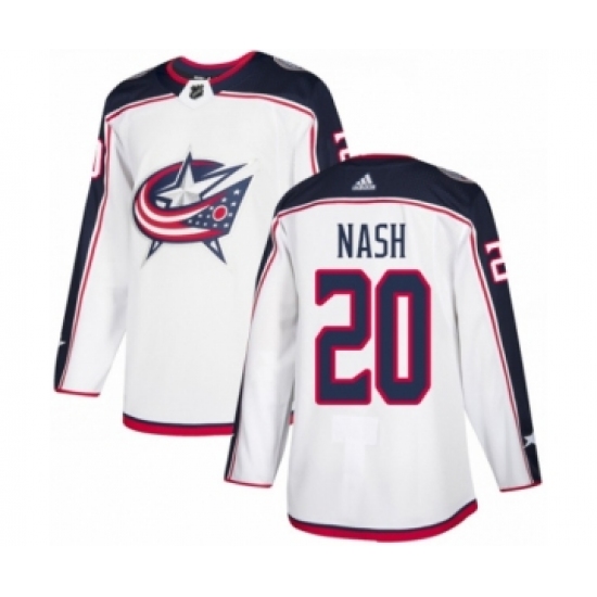 Youth Adidas Columbus Blue Jackets #20 Riley Nash Authentic White Away NHL Jersey - Ujersey
