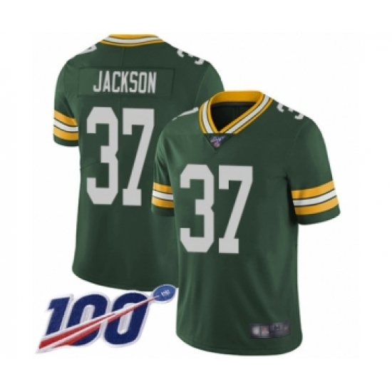 Men's Green Bay Packers #37 Josh Jackson Green Team Color Vapor Untouchable Limited Player 100th Season Football Jersey - Ujersey