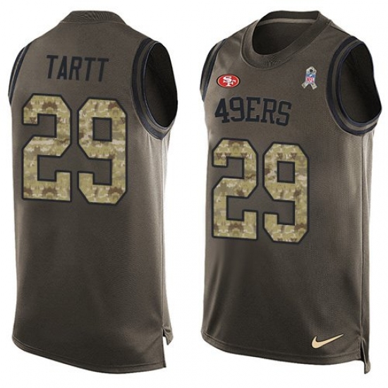 Men's Nike San Francisco 49ers #29 Jaquiski Tartt Limited Green Salute to Service Tank Top NFL Jersey - Ujersey