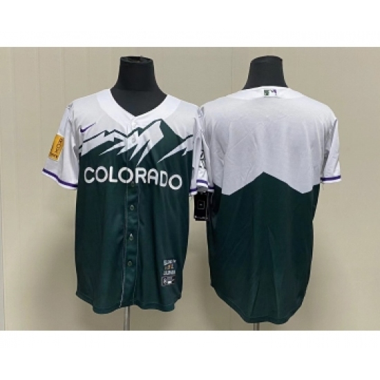 Men's Colorado Rockies Blank Green 2022 City Connect Cool Base Stitched Jersey - Ujersey