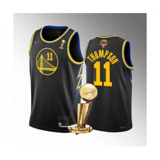 Men's Golden State Warriors #11 Klay Thompson Black 2022 NBA Finals Champions Stitched Jersey - Ujersey