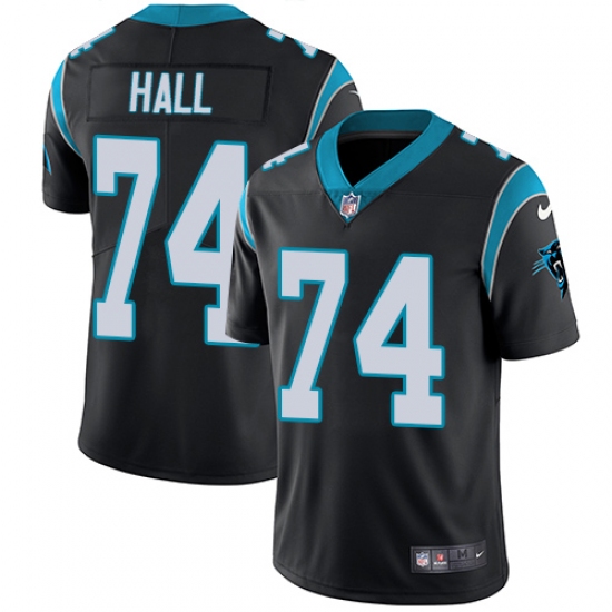 Men's Nike Carolina Panthers #74 Daeshon Hall Black Team Color Vapor Untouchable Limited Player NFL Jersey - Ujersey