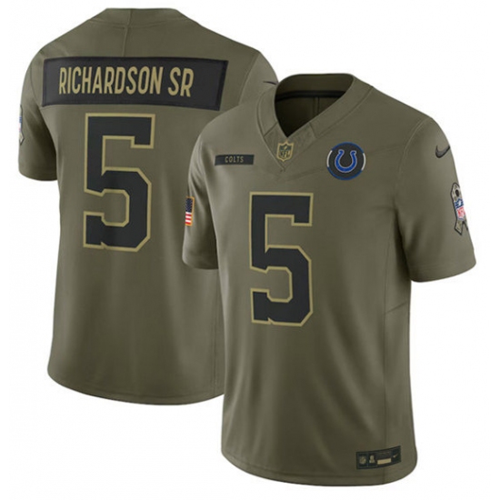 Men's Indianapolis Colts #5 Anthony Richardson Sr. Olive 2025 Salute to Service Limited Football Stitched Jersey - Ujersey
