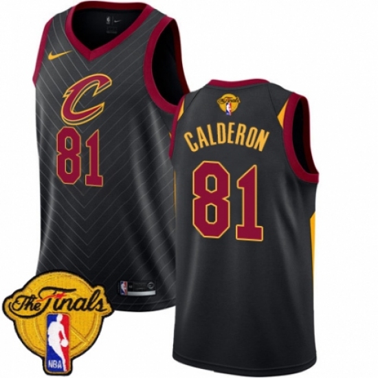 Men's Nike Cleveland Cavaliers #81 Jose Calderon Authentic Black 2018 NBA Finals Bound NBA Jersey Statement Edition - Ujersey