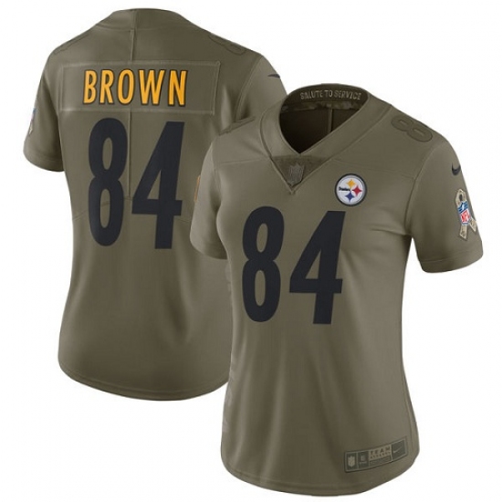 Women's Nike Pittsburgh Steelers #84 Antonio Brown Limited Olive 2017 Salute to Service NFL Jersey - Ujersey