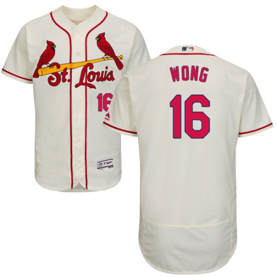 Men's Majestic St. Louis Cardinals #16 Kolten Wong Cream Alternate Flex Base Authentic Collection MLB Jersey - Ujersey