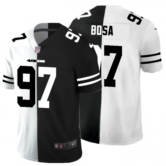 Men's San Francisco 49ers #97 Nick Bosa Black White Limited Split Fashion Football Jersey - Ujersey