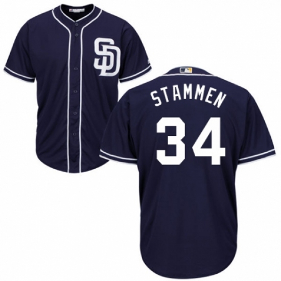 Youth Majestic San Diego Padres #34 Craig Stammen Authentic Navy Blue Alternate 1 Cool Base MLB Jersey