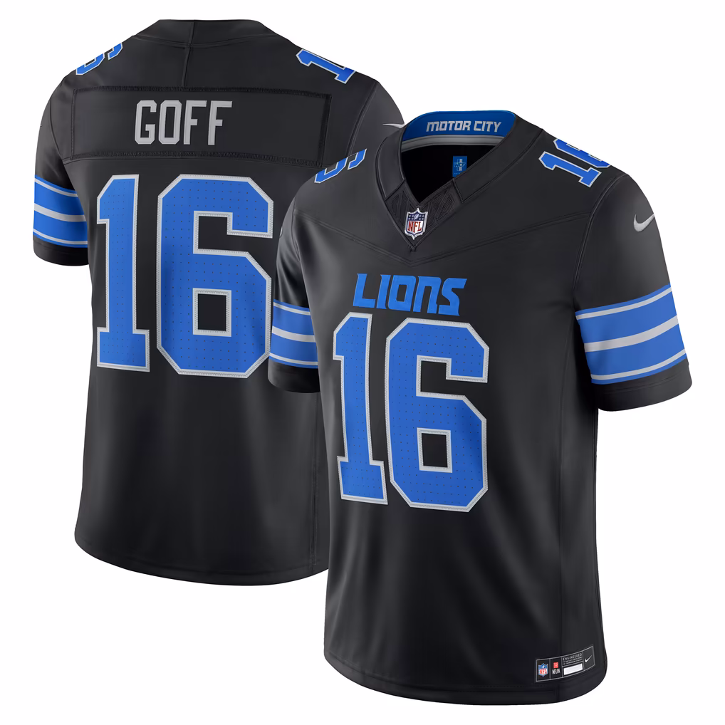 Men's Detroit Lions Jared Goff Nike Black Alternate Vapor F.U.S.E. Stitched Limited Jersey - Ujersey