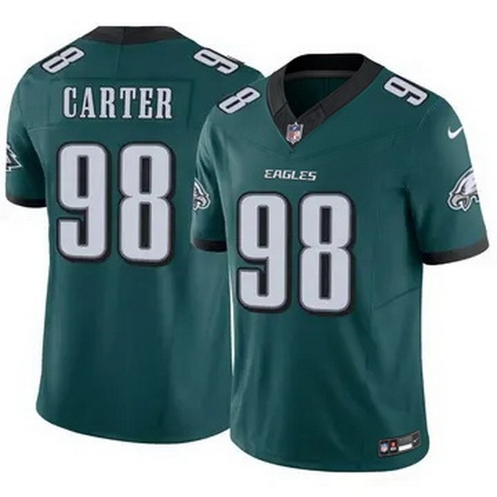 Youth Philadelphia Eagles #98 Jalen Carter Green F U S E Stitched NFL Jersey