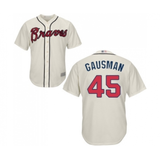 Men's Atlanta Braves #45 Kevin Gausman Replica Cream Alternate 2 Cool Base Baseball Jersey - Ujersey