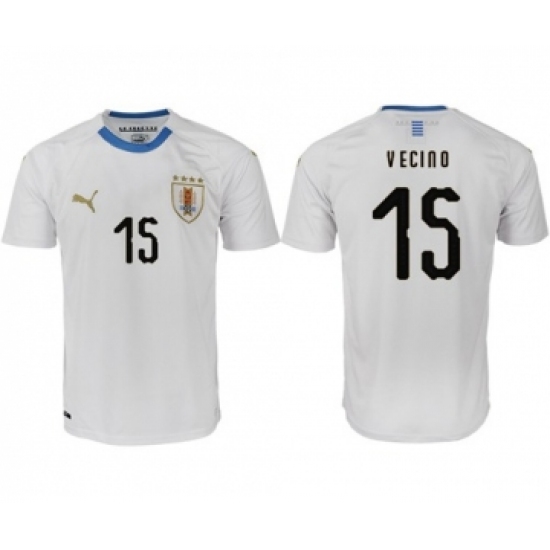 Uruguay #15 Vecino Home Soccer Country Jersey