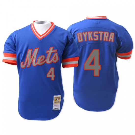 Men's Mitchell and Ness New York Mets #4 Lenny Dykstra Authentic Blue 1983 Throwback MLB Jersey - Ujersey
