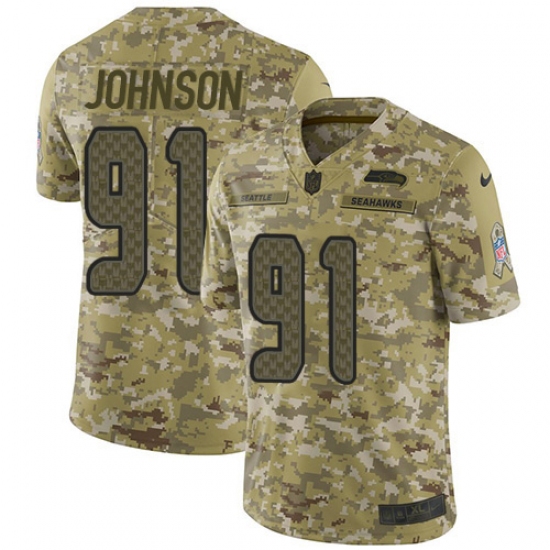 Youth Nike Seattle Seahawks #91 Tom Johnson Limited Camo 2018 Salute to Service NFL Jersey - Ujersey