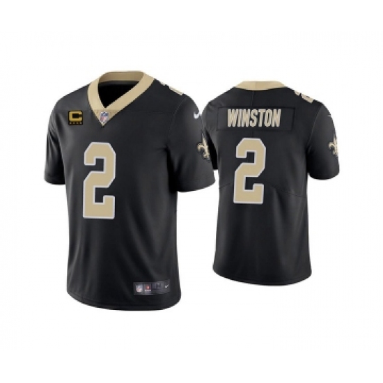 Men's New Orleans Saints 2022 #2 Jameis Winston Black With 4-star C Patch Vapor Untouchable Limited Stitched NFL Jersey - Ujersey
